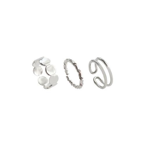 Sinc Alloy Ring Set, trí phíosa & jewelry faisin & do bhean, dathanna níos mó le haghaidh rogha, Inner diameter 17mm, Díolta De réir Socraigh