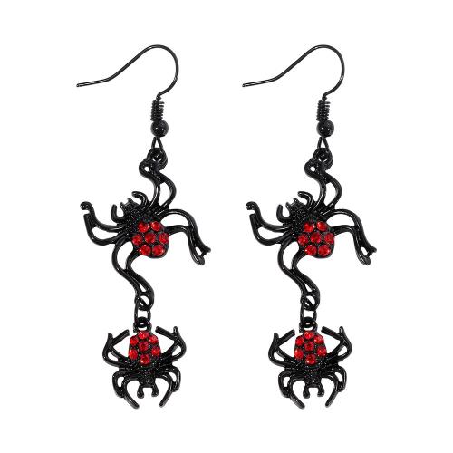 Nieuwe Hot Halloween sieraden en Decor, Zinc Alloy, Halloween ontwerp & mode sieraden & voor vrouw & met strass, zwart, 62x14mm, Verkocht door pair