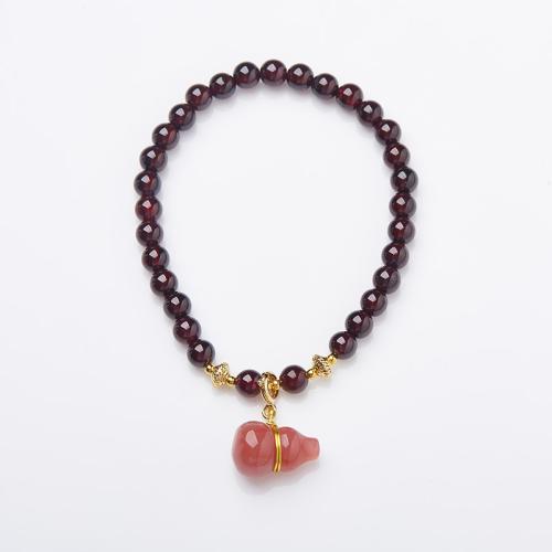 Natural Garnet Bracelet with Strawberry Quartz fashion jewelry & for woman Length Approx 14-16 cm Sold By PC