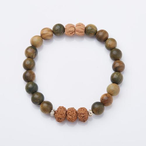 Houten armbanden, Green Sandelhout, met Rudraksha, mode sieraden & uniseks, Lengte Ca 14-16 cm, Verkocht door PC