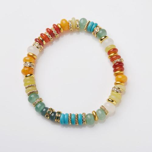 Pulseiras de pedras preciosas, Multi gemstone, with cobre, feito à mão, joias de moda & para mulher & com strass, comprimento Aprox 14-16 cm, vendido por PC