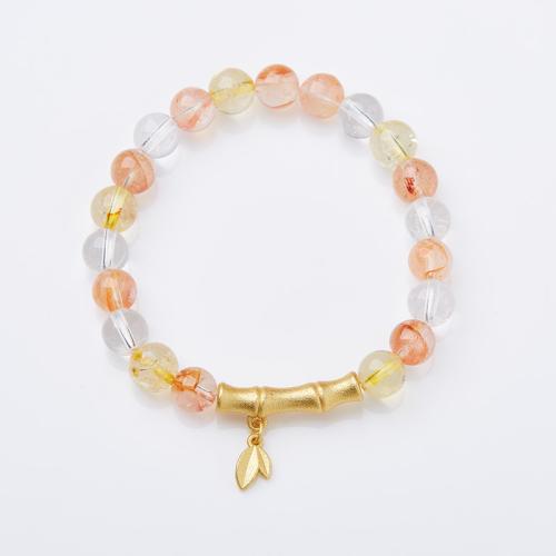 Quartz Bracelets Citrine with Red Marble Glue Stone handmade fashion jewelry & for woman Length Approx 14-16 cm Sold By PC