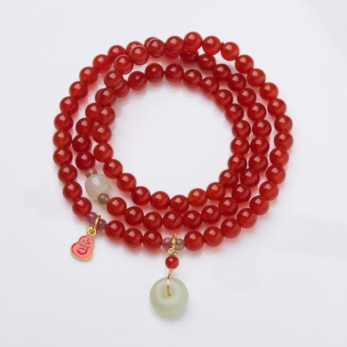 Bracelets en Agate rouge, avec Hetian Jade, fait à la main, bijoux de mode & pour femme, Longueur Environ 48 cm, Vendu par PC