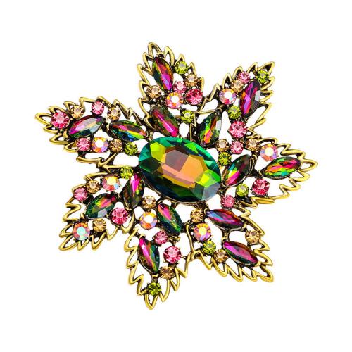 Sinc Alloy Dealga, Flower, do bhean & le rhinestone, 58x58mm, Díolta De réir PC