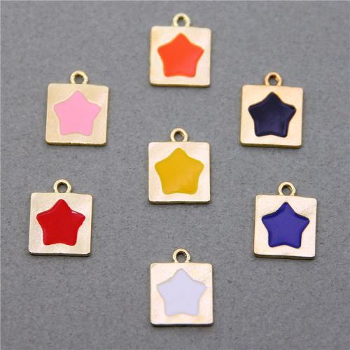 Zinc Alloy Enamel Pendants Square gold color plated DIY nickel lead & cadmium free Approx Sold By Bag