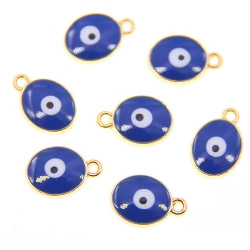 Evil Eye Hängen, Zink Alloy, guldfärg pläterade, DIY & onda ögat mönster & emalj, safir, nickel, bly och kadmium gratis, 15x10x4mm, Ca 100PC/Bag, Säljs av Bag