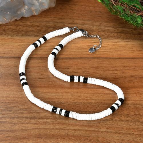 Shell Necklaces White Shell with Natural Stone & 316 Stainless Steel Vacuum Ion Plating Bohemian style & Unisex Length Approx 45 cm Sold By PC