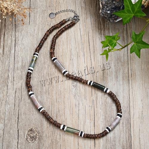 Shell Necklaces Coconut with Natural Stone & White Shell & 316 Stainless Steel Vacuum Ion Plating Bohemian style & Unisex Length Approx 45 cm Sold By PC