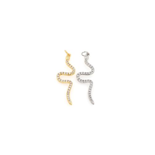 Cubic Zirconia Micro Pave Brass Pendant Snake plated DIY & micro pave cubic zirconia nickel lead & cadmium free Sold By PC