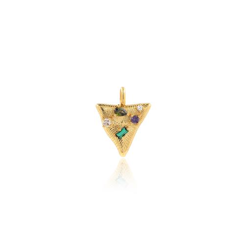 Cubic Zirconia Micro Pave Brass Pendant Triangle gold color plated DIY & micro pave cubic zirconia nickel lead & cadmium free Sold By PC