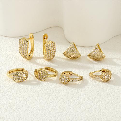 Cubic Zirconia Micro Pave Brass Earring gold color plated & micro pave cubic zirconia & for woman nickel lead & cadmium free Sold By Pair