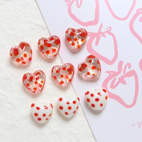 Håndlavede Lampeperler, Lampwork, Heart, du kan DIY, flere farver til valg, 15x15mm, Solgt af PC