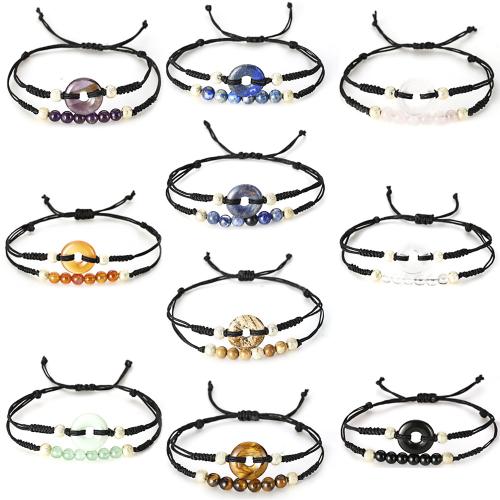 Gemstone Bracelets with Knot Cord handmade Double Layer & Unisex Length Approx 16-26 cm Sold By PC