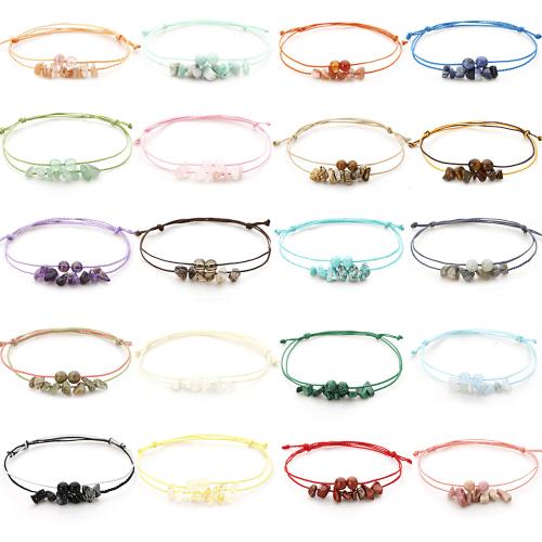 Pulseiras de pedras preciosas, misto de pedras semi-preciosas, with Fio de cera, feito à mão, joias de moda & materiais diferentes para a escolha & unissex, vendido por PC