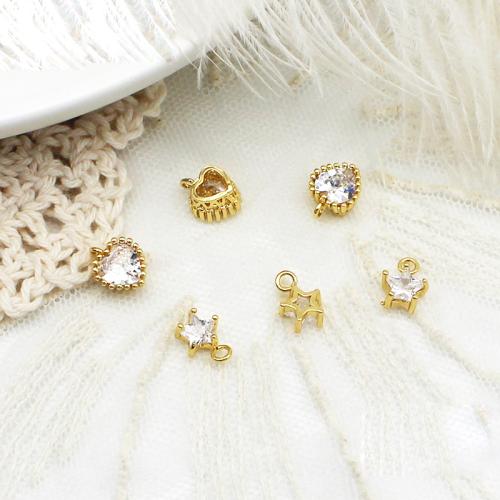 Cubic Zirconia Micro Pave Brass Pendant plated DIY & micro pave cubic zirconia golden Sold By PC