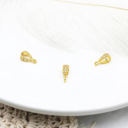 Brass Jewelry Bails plated DIY & micro pave cubic zirconia golden Sold By Bag