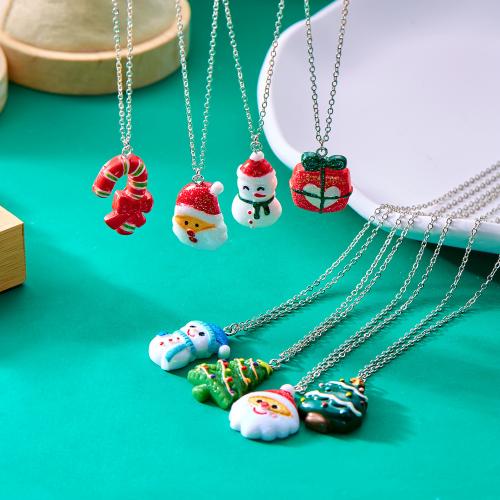 Christmas Necklaces Zinc Alloy with Resin plated & for woman nickel lead & cadmium free Sold By PC