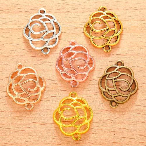 Flower Zinc Alloy Connector Rose plated DIY & 1/1 loop & hollow Sold By Bag