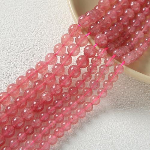 Natural Quartz Jewelry Beads Strawberry Quartz Round DIY pink Sold By PC