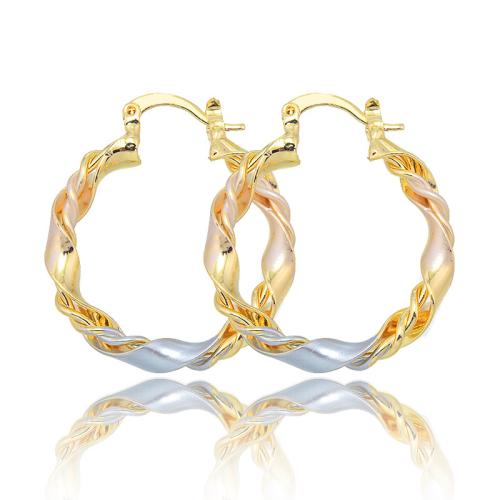 Messing Hoop Earring, 18K forgyldt, mode smykker & for kvinde, gylden, 28x3mm, Solgt af par