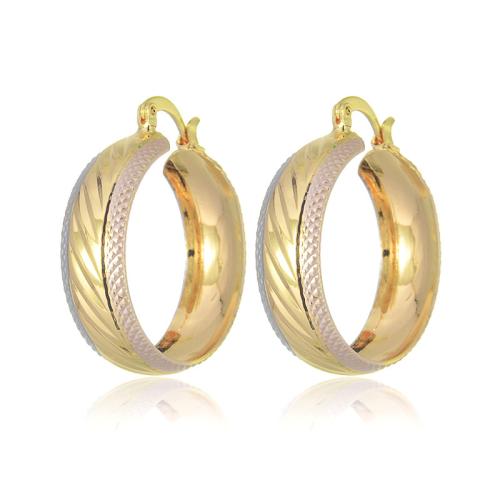 Laiton Anneau d'oreille, Plaqué or 18K, bijoux de mode & pour femme, doré, 30x10mm, Vendu par paire