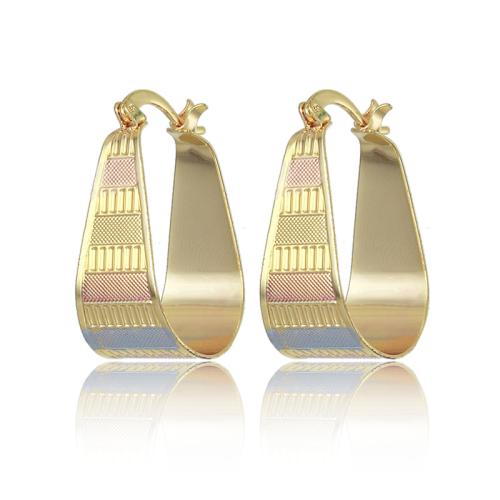 Laiton Leverback boucle d'oreille, Plaqué or 18K, bijoux de mode & pour femme, doré, 26x13mm, Vendu par paire