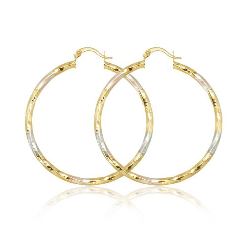 Laiton Anneau d'oreille, Plaqué or 18K, bijoux de mode & pour femme, doré, 50x3mm, Vendu par paire