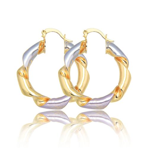 Messing Hoop Earring, 18K forgyldt, mode smykker & for kvinde, gylden, 30x5mm, Solgt af par