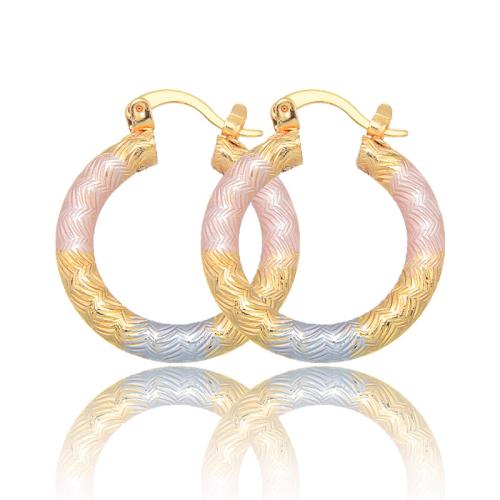 Ottone Orecchino ad anello, Placcato oro 18K, gioielli di moda & per la donna, 25x3mm, Venduto da coppia