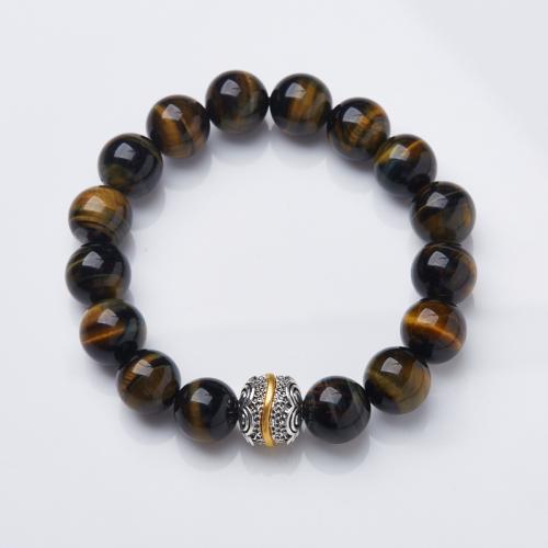 Φυσικό Tiger Eye Βραχιόλια, Μάτι της Τίγρης, χειροποίητο, κοσμήματα μόδας & για άνδρες και γυναίκες, Μήκος Περίπου 15-17 cm, Sold Με PC