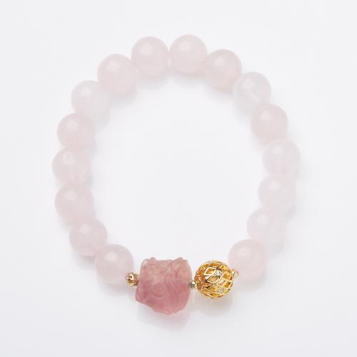 Gemstone Armbånd, Fluorit, med Rose Quartz, håndlavet, mode smykker & for kvinde, Længde Ca. 14-16 cm, Solgt af PC