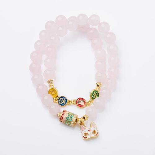 Quartz Bracelets Rose Quartz handmade fashion jewelry & for woman Length Approx 28 cm Sold By PC