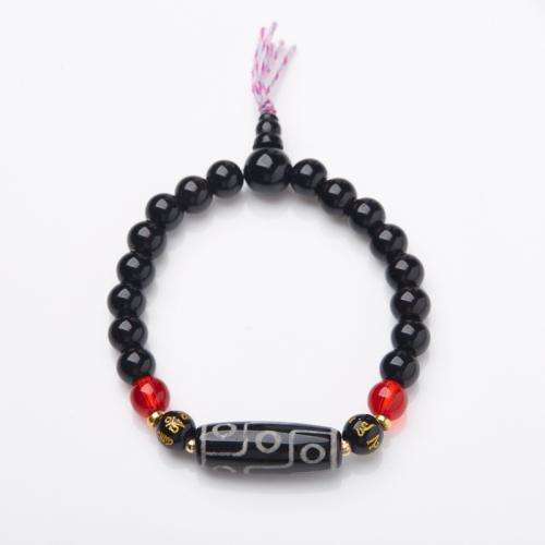 Black Agate Bracelets with Tibetan Agate handmade fashion jewelry & Unisex Length Approx 14-16 cm Sold By PC