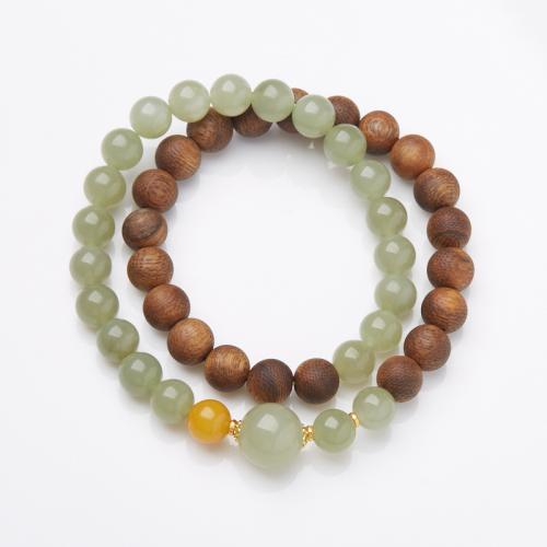 Bracciali in legno, Aloewood, with Hetian Jade, fatto a mano, gioielli di moda & unisex, Lunghezza Appross. 32 cm, Venduto da PC