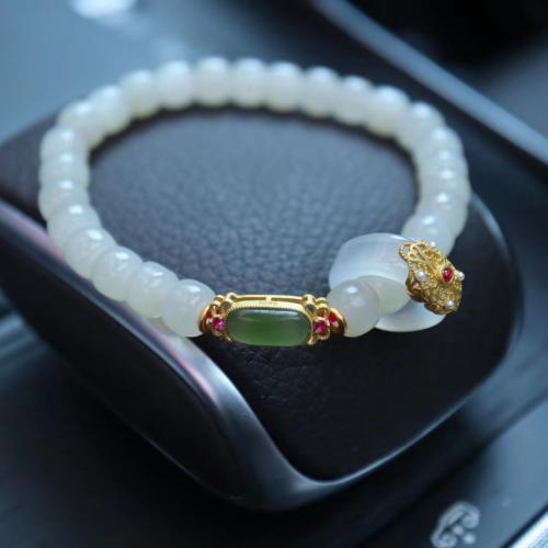 Pulseras de piedras preciosas, Hetian Jade, Joyería & diverso tamaño para la opción & para mujer, longitud aproximado 14-16 cm, aproximado 28-32 cm, Vendido por UD