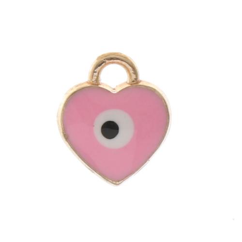 Evil Eye Pendants Zinc Alloy Heart gold color plated DIY & evil eye pattern & enamel nickel lead & cadmium free Approx Sold By Bag