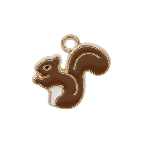 Zink legering emalje vedhæng, Zinc Alloy, Squirrel, guldfarve belagt, du kan DIY, flere farver til valg, nikkel, bly & cadmium fri, 16.50x14.50mm, Ca. 100pc'er/Bag, Solgt af Bag