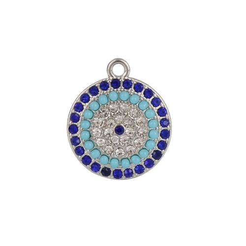 Evil Eye Hangers, Zinc Alloy, plated, DIY & verschillende stijlen voor de keuze & met strass, meer kleuren voor de keuze, nikkel, lood en cadmium vrij, 17.70x20.30mm, Ca 100pC's/Bag, Verkocht door Bag