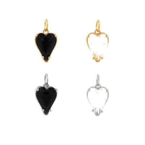 Cubic Zirconia Brass Pendants with Cubic Zirconia Heart plated DIY nickel lead & cadmium free Sold By PC