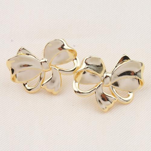 Brass Stud Earring Bowknot plated for woman nickel lead & cadmium free Sold By Pair