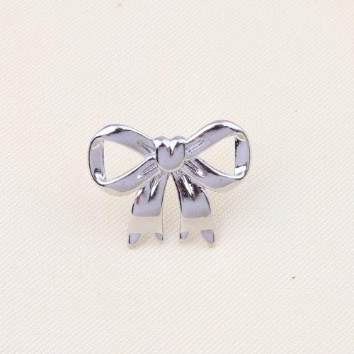 Brass Stud Earring Bowknot silver color plated for woman nickel lead & cadmium free Sold By Pair