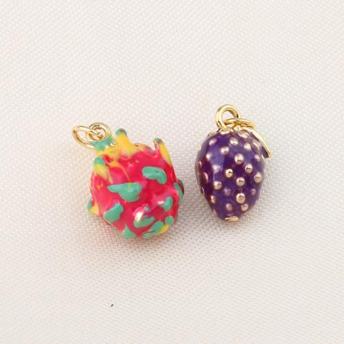 Brass Jewelry Pendants Fruit gold color plated DIY & enamel nickel lead & cadmium free Sold By PC