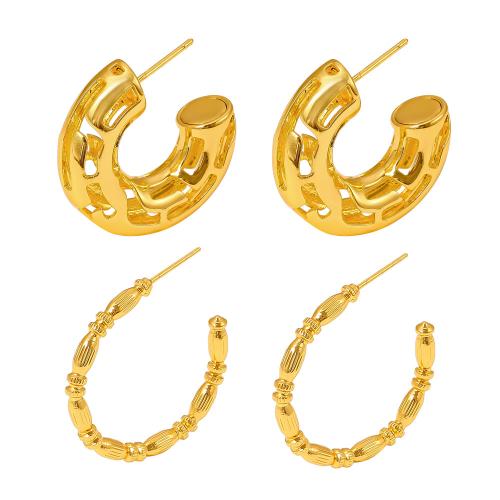 Brass Stud Earring 18K gold plated fashion jewelry & for woman Sold By Pair