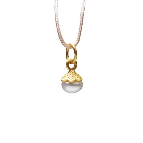 925 Sterling Silver Pendant with Plastic Pearl DIY golden Sold By PC