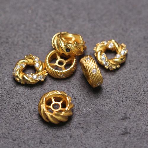 Spacer Beads Jóias, 925 prata esterlina, DIY & Vario tipos a sua escolha & micro pavimento em zircônia cúbica, dourado, vendido por PC