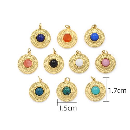 Stainless Steel Pendants 304 Stainless Steel with Gemstone Vacuum Ion Plating DIY Sold By PC