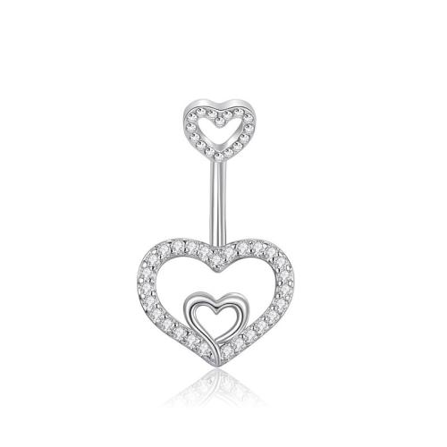 Brass Belly Ring   plated Unisex & micro pave cubic zirconia Sold By PC