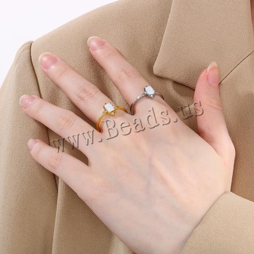 Stainless Steel Finger Ring 304 Stainless Steel with Opal Vacuum Ion Plating & for woman & with rhinestone Sold By PC