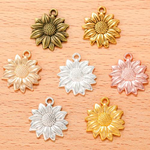 Zinc Alloy Flower Pendants Sunflower plated DIY Sold By Bag