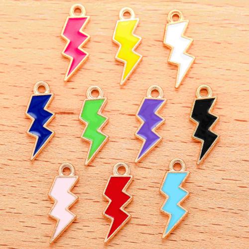 Zinc Alloy émail Pendants, alliage de zinc, Symbole de la foudre, Placage, DIY, plus de couleurs à choisir, 100PC/sac, Vendu par sac